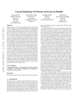 Causal Modeling of Climate Activism on Reddit