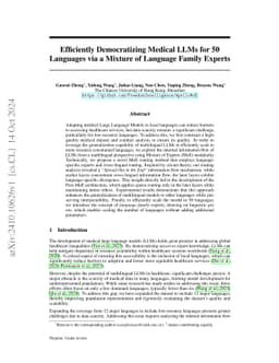 Efficiently Democratizing Medical LLMs for 50 Languages via a Mixture of Language Family Experts
