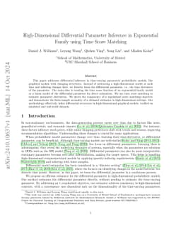 High-Dimensional Differential Parameter Inference in Exponential Family using Time Score Matching