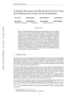 A Simple Baseline for Predicting Events with Auto-Regressive Tabular
  Transformers