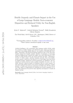 Double Jeopardy and Climate Impact in the Use of Large Language Models:
  Socio-economic Disparities and Reduced Utility for Non-English Speakers