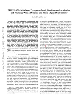 MLP-SLAM: Multilayer Perceptron-Based Simultaneous Localization and
  Mapping With a Dynamic and Static Object Discriminator