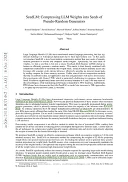 SeedLM: Compressing LLM Weights into Seeds of Pseudo-Random Generators