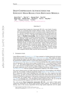 Deep Compression Autoencoder for Efficient High-Resolution Diffusion Models