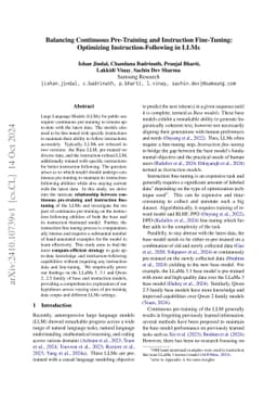 Balancing Continuous Pre-Training and Instruction Fine-Tuning:
  Optimizing Instruction-Following in LLMs