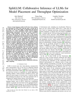 SplitLLM: Collaborative Inference of LLMs for Model Placement and
  Throughput Optimization