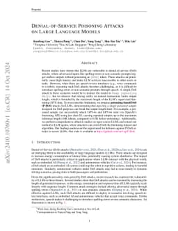 Denial-of-Service Poisoning Attacks against Large Language Models