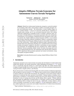 Adaptive Diffusion Terrain Generator for Autonomous Uneven Terrain
  Navigation