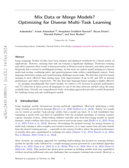 Mix Data or Merge Models? Optimizing for Diverse Multi-Task Learning