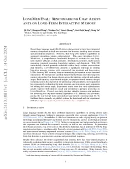 LongMemEval: Benchmarking Chat Assistants on Long-Term Interactive Memory