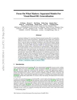 Focus On What Matters: Separated Models For Visual-Based RL
  Generalization