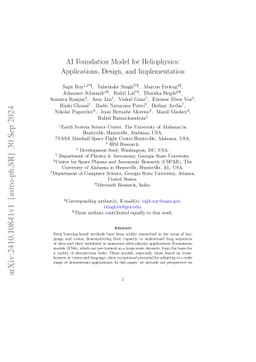 AI Foundation Model for Heliophysics: Applications, Design, and
  Implementation
