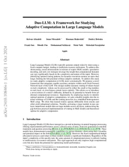 Duo-LLM: A Framework for Studying Adaptive Computation in Large Language
  Models