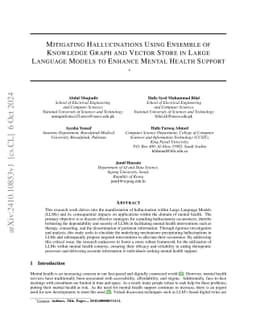Mitigating Hallucinations Using Ensemble of Knowledge Graph and Vector
  Store in Large Language Models to Enhance Mental Health Support