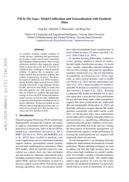 Fill In The Gaps: Model Calibration and Generalization with Synthetic
  Data