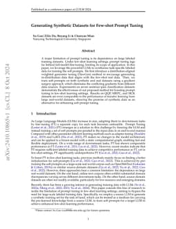 Generating Synthetic Datasets for Few-shot Prompt Tuning