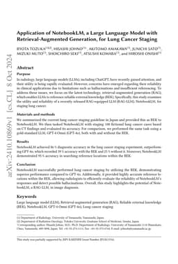 Application of NotebookLM, a Large Language Model with
  Retrieval-Augmented Generation, for Lung Cancer Staging
