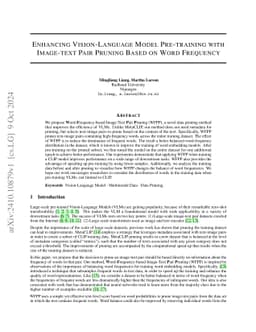 Enhancing Vision-Language Model Pre-training with Image-text Pair
  Pruning Based on Word Frequency