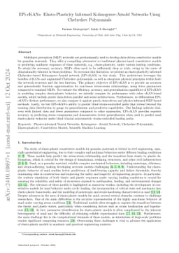 EPi-cKANs: Elasto-Plasticity Informed Kolmogorov-Arnold Networks Using
  Chebyshev Polynomials