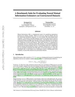 A Benchmark Suite for Evaluating Neural Mutual Information Estimators on
  Unstructured Datasets