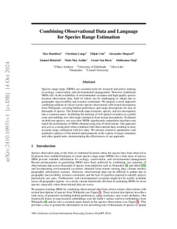 Combining Observational Data and Language for Species Range Estimation