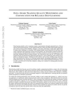 Data-Aware Training Quality Monitoring and Certification for Reliable
  Deep Learning