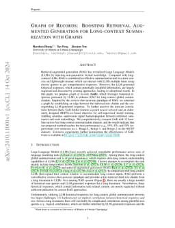Graph of Records: Boosting Retrieval Augmented Generation for
  Long-context Summarization with Graphs