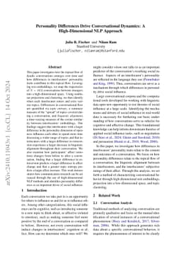 Personality Differences Drive Conversational Dynamics: A High-Dimensional NLP Approach