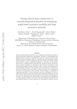 Parsing altered brain connectivity in neurodevelopmental disorders by
  integrating graph-based normative modeling and deep generative networks