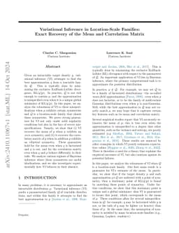 Variational Inference in Location-Scale Families: Exact Recovery of the Mean and Correlation Matrix