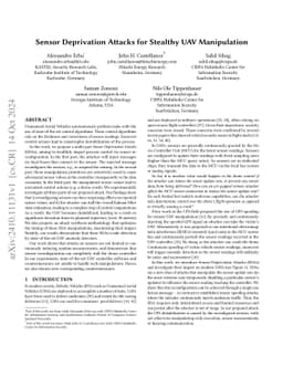 Sensor Deprivation Attacks for Stealthy UAV Manipulation