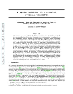 LLM Unlearning via Loss Adjustment with Only Forget Data