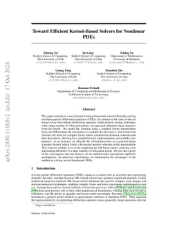 Toward Efficient Kernel-Based Solvers for Nonlinear PDEs