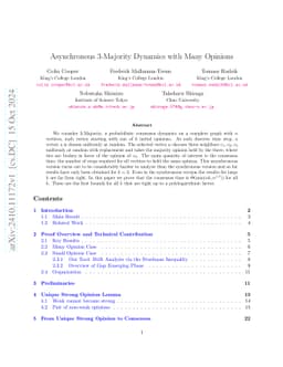 Asynchronous 3-Majority Dynamics with Many Opinions