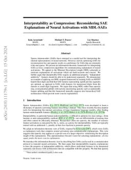 Interpretability as Compression: Reconsidering SAE Explanations of
  Neural Activations with MDL-SAEs