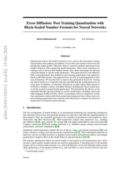 Error Diffusion: Post Training Quantization with Block-Scaled Number
  Formats for Neural Networks