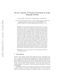 On the Capacity of Citation Generation by Large Language Models