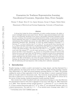 Guarantees for Nonlinear Representation Learning: Non-identical
  Covariates, Dependent Data, Fewer Samples