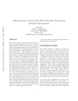 Self-Supervised Learning For Robust Robotic Grasping In Dynamic
  Environment