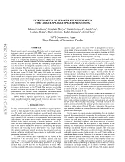 Investigation of Speaker Representation for Target-Speaker Speech
  Processing