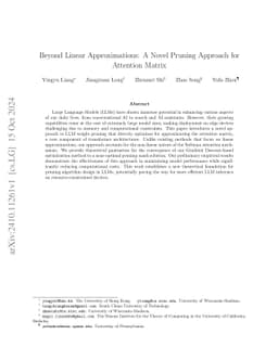 Beyond Linear Approximations: A Novel Pruning Approach for Attention Matrix
