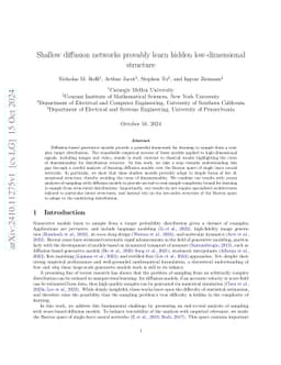 Shallow diffusion networks provably learn hidden low-dimensional
  structure