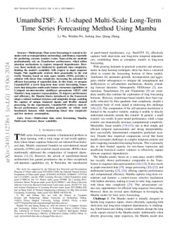 UmambaTSF: A U-shaped Multi-Scale Long-Term Time Series Forecasting
  Method Using Mamba
