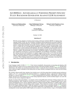 AdvBDGen: Adversarially Fortified Prompt-Specific Fuzzy Backdoor Generator Against LLM Alignment