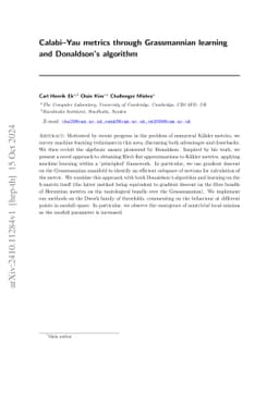 Calabi-Yau metrics through Grassmannian learning and Donaldson's
  algorithm