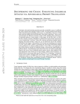 Deciphering the Chaos: Enhancing Jailbreak Attacks via Adversarial Prompt Translation