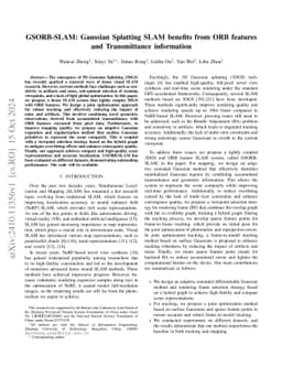 GSORB-SLAM: Gaussian Splatting SLAM benefits from ORB features and Transmittance information