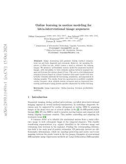Online learning in motion modeling for intra-interventional image
  sequences
