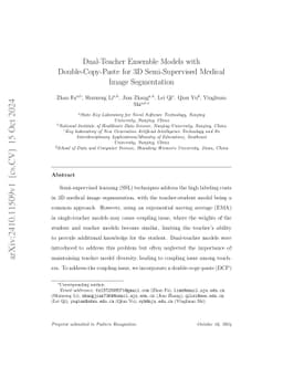 Dual-Teacher Ensemble Models with Double-Copy-Paste for 3D
  Semi-Supervised Medical Image Segmentation