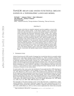 TopoLM: brain-like spatio-functional organization in a topographic language model